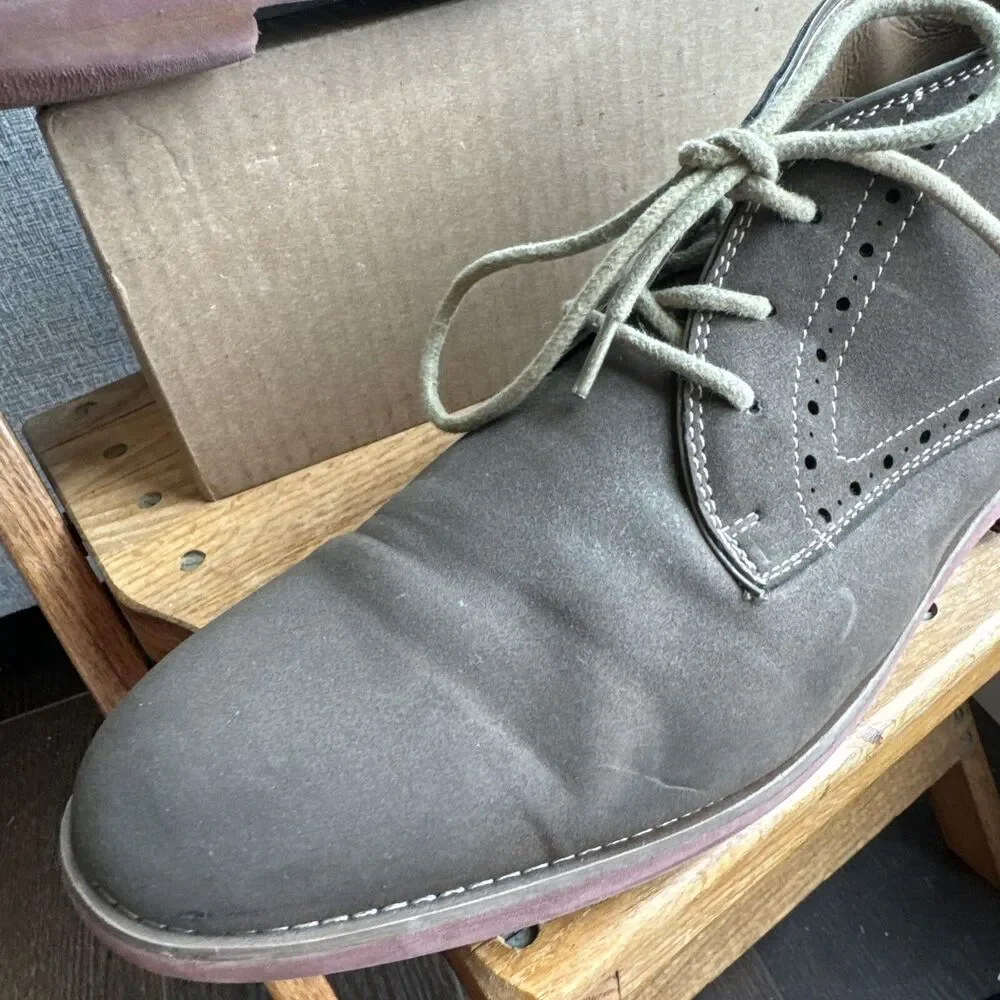R2 Mens Brown Oxford Dress Shoes Suede-like Chukka Boot; Size 13M